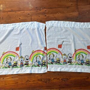 Vintage Peanuts Curtains 1966 Cafe Curtains With Ruffle Valance